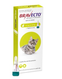Bravecto Spot-On Pisici 112.5 mg (1.2 - 2.8 kg) împotriva puricilor și căpușelor, 1 pipetă