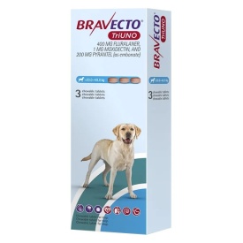 Bravecto TriUNO 400 mg 1 tableta – Protecție Lunară Completă 3în1 (Câini 20-40 kg)