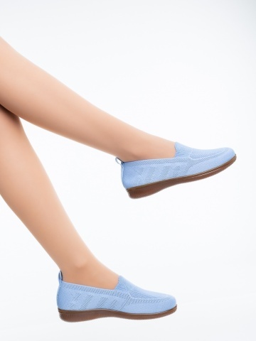 Balerini dama albastri din material textil Rinaria