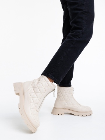 Botine dama bej din piele ecologica Katarina
