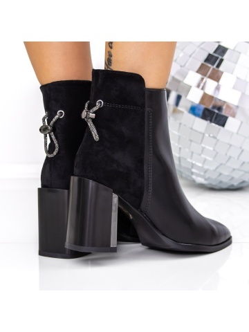 Botine dama cu toc negre din piele ecologica Onaha - Img 3