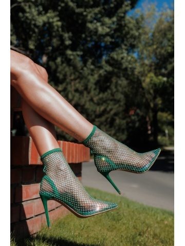Botine dama verzi din material textil Oleta