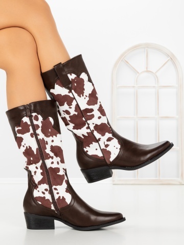 Ciocate dama maro din piele ecologica si material textil Flatrys - Img 4