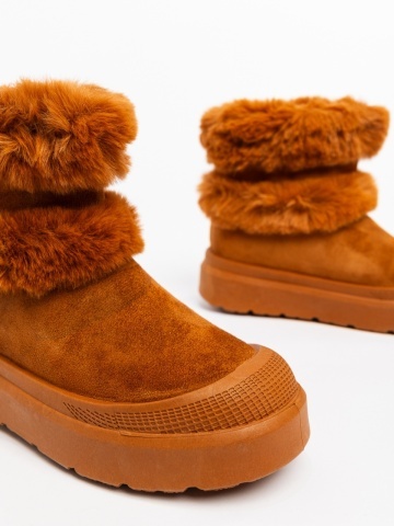 Cizme dama camel din material textil Razenda - Img 5