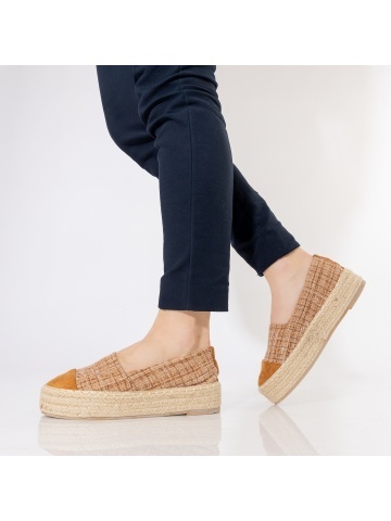 Espadrile dama camel din material textil Vienna