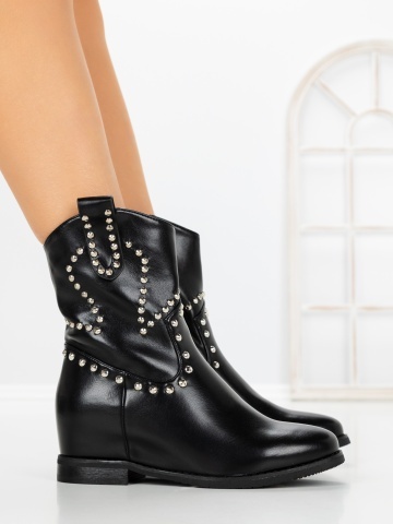 Ghete dama cu platforma negre din piele ecologica Aloisa - Img 3