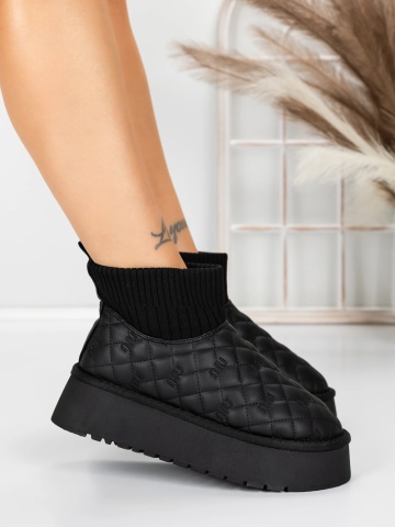 Ghete ug dama negre din material textil si piele ecologica Fenrys - Img 3