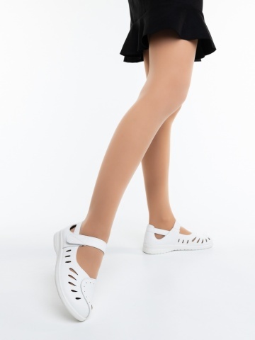 Pantofi casual dama albi din piele ecologica Celara