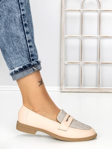 Pantofi casual dama bej deschis din piele ecologica Calena - Img 5