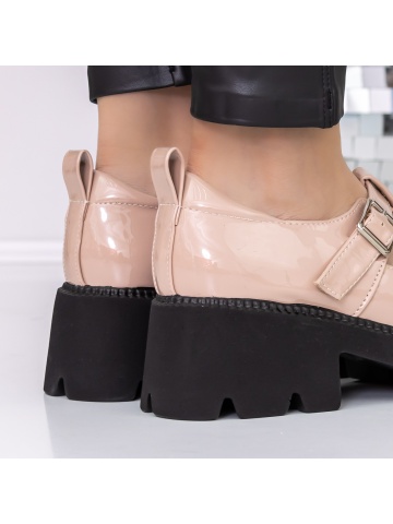Pantofi casual dama bej din piele ecologica lacuita Avesia - Img 4