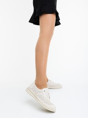 Pantofi casual dama bej din piele ecologica Truera