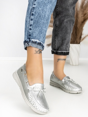 Pantofi casual dama gri din piele ecologica Dazoria