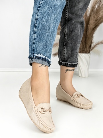 Pantofi casual dama maro deschis din piele ecologica Zanzelia
