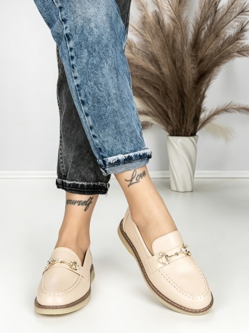 Pantofi casual dama maro deschis din piele ecologica Zanzella - Img 2