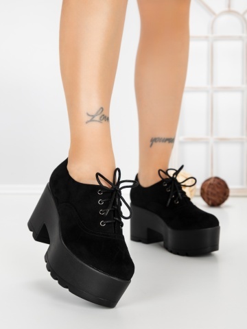 Pantofi casual dama negri din material textil Ovella
