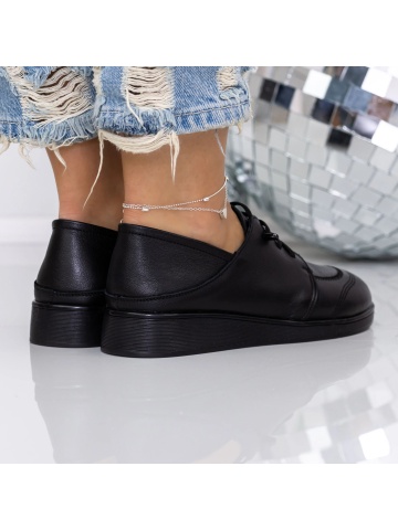 Pantofi casual dama negri din piele ecologica Elazira - Img 4