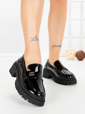Pantofi casual dama negri din piele ecologica Monira
