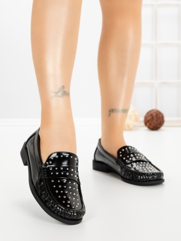 Pantofi casual dama negri din piele ecologica Rivena
