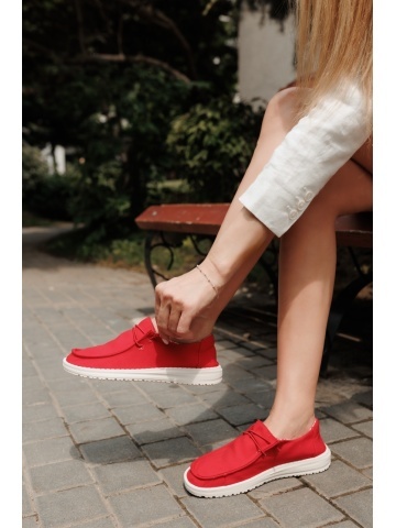 Pantofi casual dama rosii din material textil Mirada