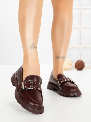 Pantofi casual dama visinii din piele ecologica Savelia