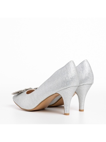 Pantofi dama argintii din material textil Rylie - Img 3