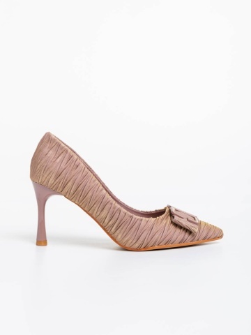 Pantofi dama roz cu toc din material textil Elsabeth - Img 4