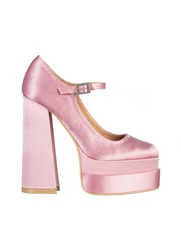 Pantofi dama roz din material textil cu toc Caira - Img 6