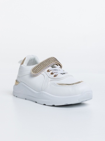 Pantofi sport copii albi din piele ecologica Idalis - Img 4