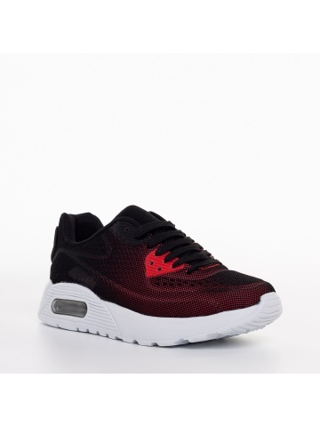 Pantofi sport copii negri cu rosu din material textil Lillya