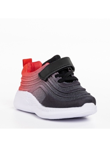 Pantofi sport copii negri cu rosu din material textil Vear
