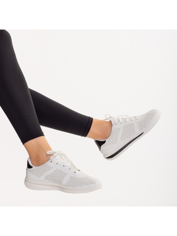 Pantofi sport dama alb cu negru din piele ecologica Zolla - Img 4