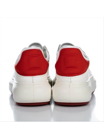 Pantofi sport dama alb cu rosu din piele ecologica Farana - Img 3