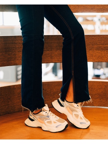 Pantofi sport dama albi cu roz din piele ecologica si material textil Zehara