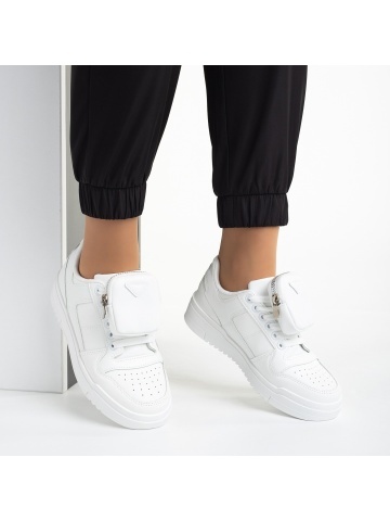Pantofi sport dama albi din piele ecologica Inola