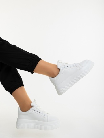Pantofi sport dama albi din piele ecologica Lumpia