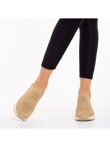 Pantofi sport dama bej din material textil Misima - Img 5