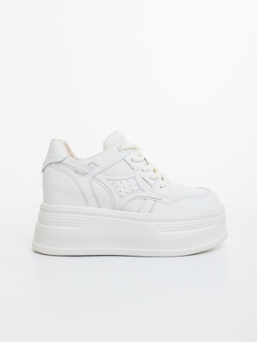 Pantofi sport dama bej din piele naturala Monalia - Img 4