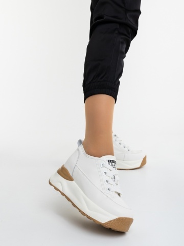 Pantofi sport dama bej din piele naturala Shazera - Img 6