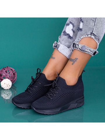 Pantofi sport dama cu platforma negri din material textil Flarora