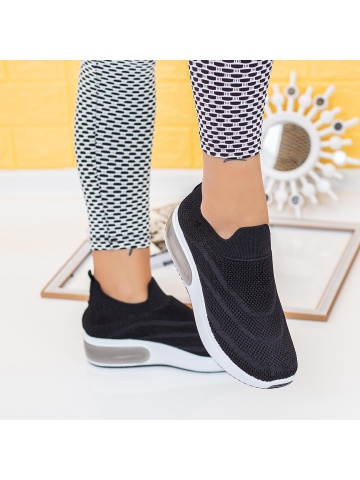 Pantofi sport dama negri din material textil Eqasina - Img 4