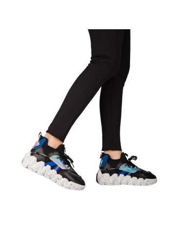 Pantofi sport dama negri din piele ecologica si material textil Gingero