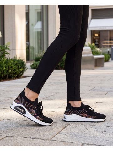 Pantofi sport dama negru cu alb din material textil Ikel