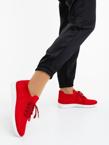 Pantofi sport dama rosii din material textil Yadaya