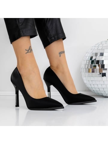 Pantofi stiletto negri din material textil Efonna