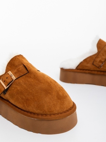 Papuci dama camel din material textil Sorella - Img 5