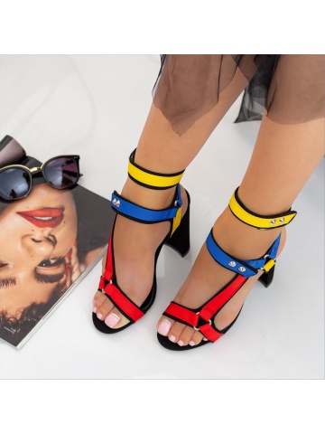 Sandale dama multicolore din material textil Freira - Img 3