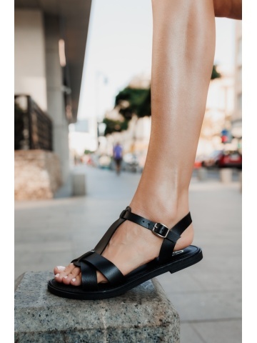 Sandale dama negre din piele ecologica Deisha