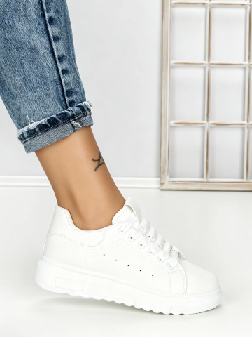 Sneakers dama albi din piele ecologica Dawira - Img 5