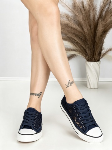 Tenisi dama bleumarin din material textil Danzina - Img 2