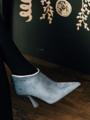 Botine dama albastre din material textil Marida - Img 2